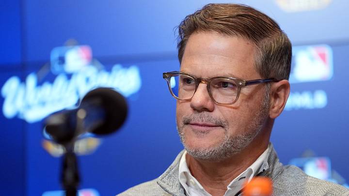Blue Jays executive vice president and general manager Ross Atkins speaks to the media before game one of the 2025 MLB World Series. Credit: Nick Turchiaro- Blue Jays executive vice president and general manager Ross Atkins speaks to the media before game one of the 2025 MLB World Series. Credit: Nick Turchiaro-