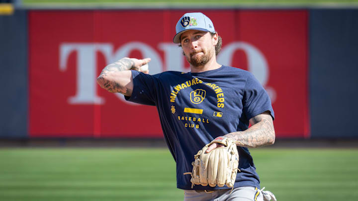 Milwaukee Brewers infielder Brice Turang (2) throws the ball during spring training workouts Tuesday, February 17, 2026, at American Family Fields of Phoenix in Phoenix, Arizona. Milwaukee Brewers infielder Brice Turang (2) throws the ball during spring training workouts Tuesday, February 17, 2026, at American Family Fields of Phoenix in Phoenix, Arizona.