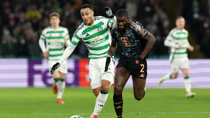 Dayot Upamecano verursachte im Celtic Park fast einen Elfmeter.