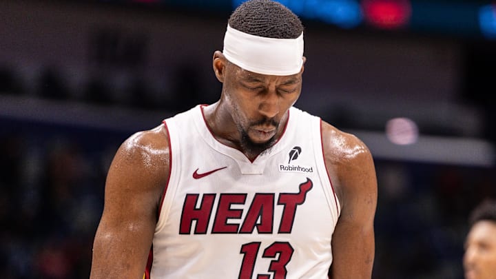 Miami Heat center/forward Bam Adebayo (13) reacts (Mandatory Credit: Stephen Lew-Imagn Images) Miami Heat center/forward Bam Adebayo (13) reacts (Mandatory Credit: Stephen Lew-Imagn Images)