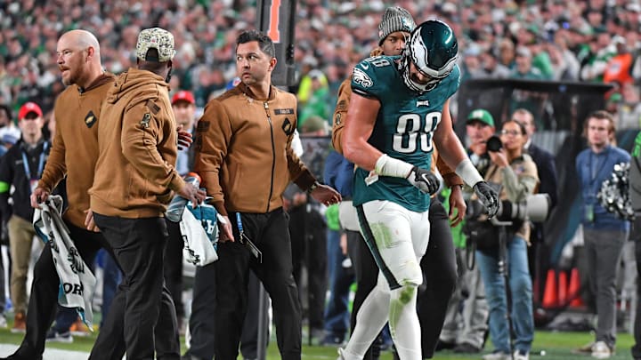Nov 5, 2023; Philadelphia, Pennsylvania, USA; Philadelphia Eagles tight end Dallas Goedert (88)