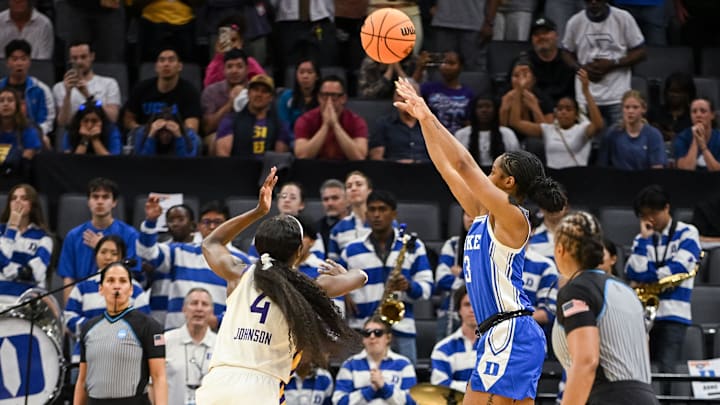 Duke guard Ashlon Jackson delivered a game-winning three at the buzzer to beat LSU in the Sweet 16. 