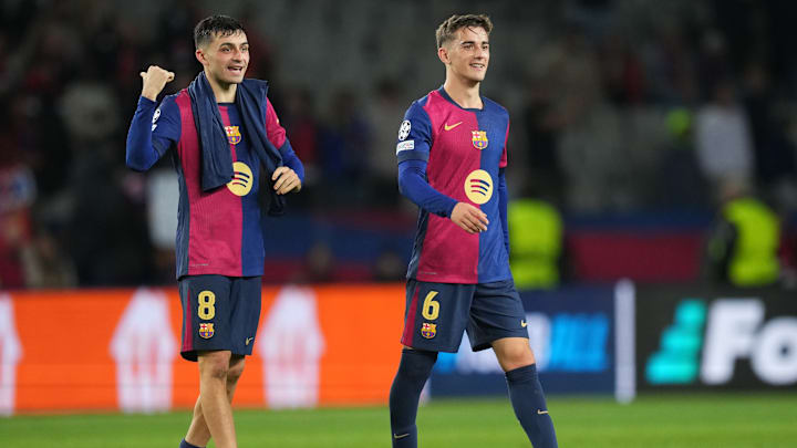 Pedri, Gavi - FC Barcelona v Stade Brestois 29 - UEFA Champions League 2024/25 League Phase MD5