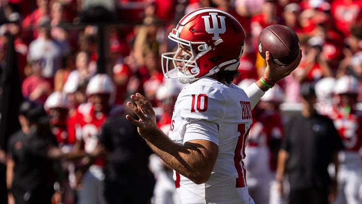 Oct 10, 2026; Lincoln, Nebraska, USA;  Indiana Hoosiers quarterback Josh Hoover (10) passes against the Nebraska Cornhuskers during the second quarter at Memorial Stadium.  Mandatory Credit: Dylan Widger-Imagn Images