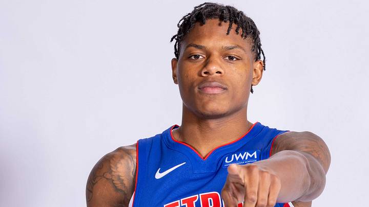 Oct 2, 2023; Detroit, MI, USA; Detroit Pistons guard Marcus Sasser (25) poses for pictures on media day at Little Caesars Arena. Mandatory Credit: David Reginek-USA TODAY Sports Oct 2, 2023; Detroit, MI, USA; Detroit Pistons guard Marcus Sasser (25) poses for pictures on media day at Little Caesars Arena. Mandatory Credit: David Reginek-USA TODAY Sports