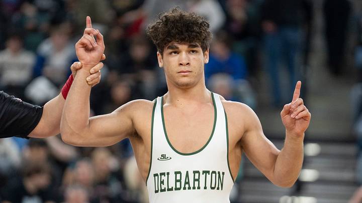 Delbarton High wrestler Jayden James celebrates winning the 165-pound title at the 2026 NJSIAA Wrestling Championships. Delbarton High wrestler Jayden James celebrates winning the 165-pound title at the 2026 NJSIAA Wrestling Championships.