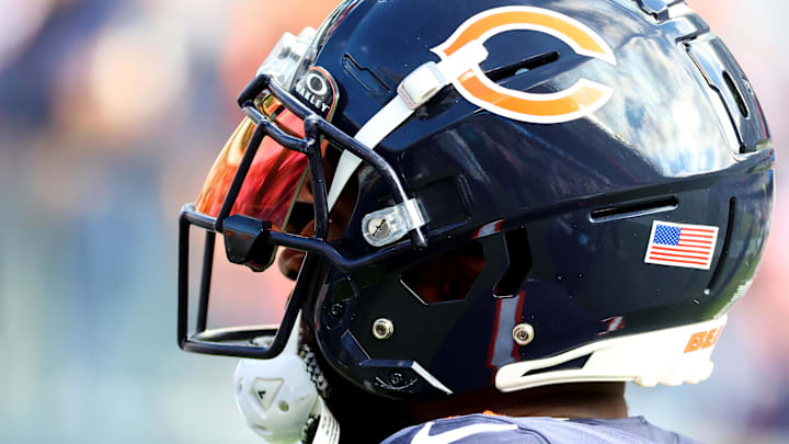 Nov 10, 2024; Chicago, Illinois, USA; Chicago Bears cornerback Jaylon Johnson (1) practices before the game against the New England Patriots at Soldier Field.