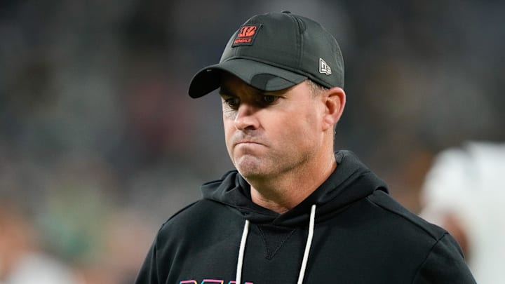 Oct 12, 2025; Green Bay, Wisconsin, USA; Cincinnati Bengals head coach Zac Taylor walks off the field after the game against the Green Bay Packers at Lambeau Field. Mandatory Credit: Kayla Wolf-Imagn Images