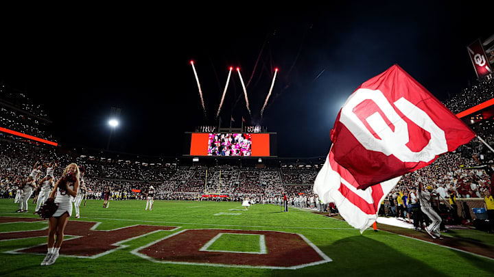 Oklahoma celebrates a score in the Sooners' win over Michigan.