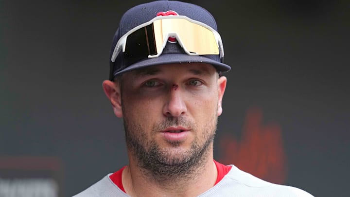 Apr 3, 2025; Baltimore, Maryland, USA; Boston Red Sox third baseman Alex Bregman (2) prior to the game against the Baltimore Orioles at Oriole Park at Camden Yards. Mandatory Credit: Mitch Stringer-Imagn Images