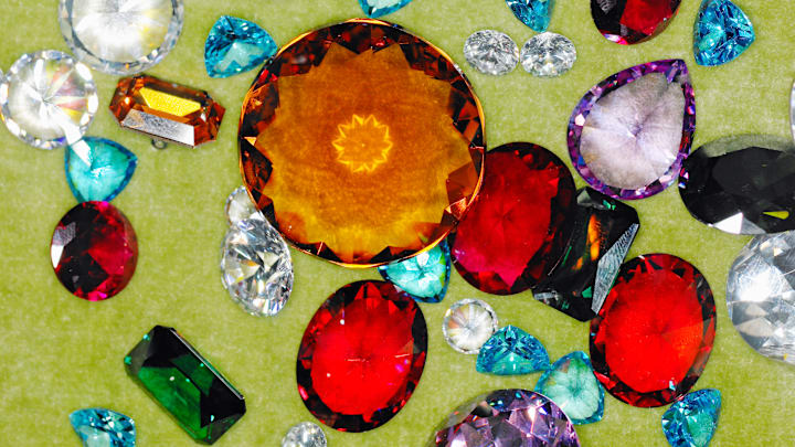 An assortment of gemstones.