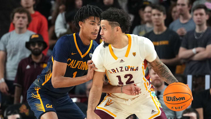 Feb 3, 2024; Tempe, Arizona, USA; California Golden Bears guard Rodney Brown Jr. (1) guards Arizona