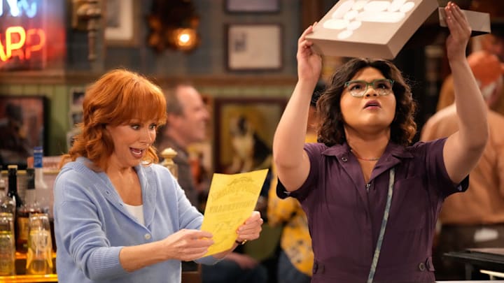 HAPPY'S PLACE -- "Emcee Squared" Episode 109 -- Pictured: (l-r) Reba McEntire as Bobbie, Belissa Escobedo as Isabella