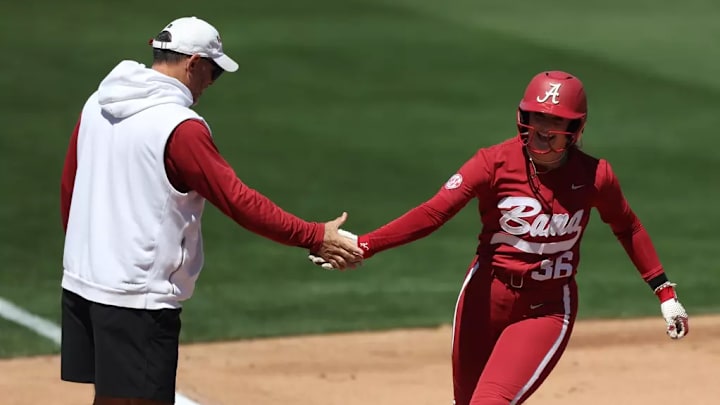 Alabama Softball Player Ambrey Taylor (36) in action against NDSU at Rhoads Stadium in Tuscaloosa, AL on Saturday, Mar 28, 2026.