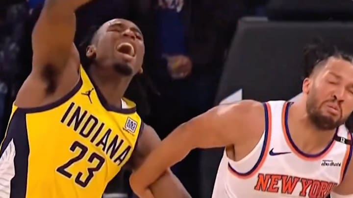 Aaron Nesmith and Jalen Brunson are not being attacked by a zombie horde in this image.