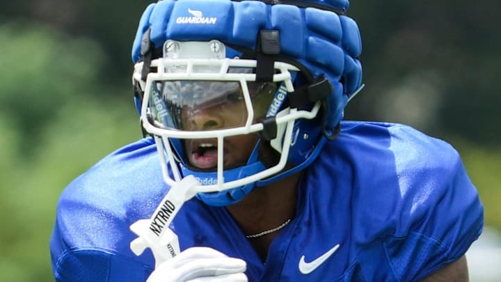 Kentucky running back Chip Trayanum during practice Friday. August 2, 2024 in Lexington. Trayanum transferred to the Wildcats from Ohio State.