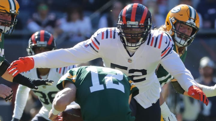 Khalil Mack sacks Aaron Rodgers. Is there a second coming of Mack for the Chicago Bears? Khalil Mack sacks Aaron Rodgers. Is there a second coming of Mack for the Chicago Bears?