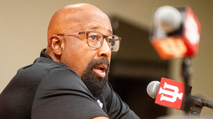 Indiana Head Coach Mike Woodson answers questions from the media during Indiana basketball's media day at Simon Skjodt Assembly Hall on Wednesday, Sept. 18, 2024.