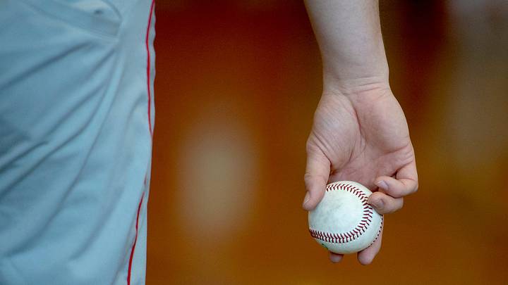 The grip of Milford High School senior Evan Cornelius pitching on the first day of Spring sports practice in the gym, March 20, 2023.
Milford Baseball Closeup The grip of Milford High School senior Evan Cornelius pitching on the first day of Spring sports practice in the gym, March 20, 2023.
Milford Baseball Closeup