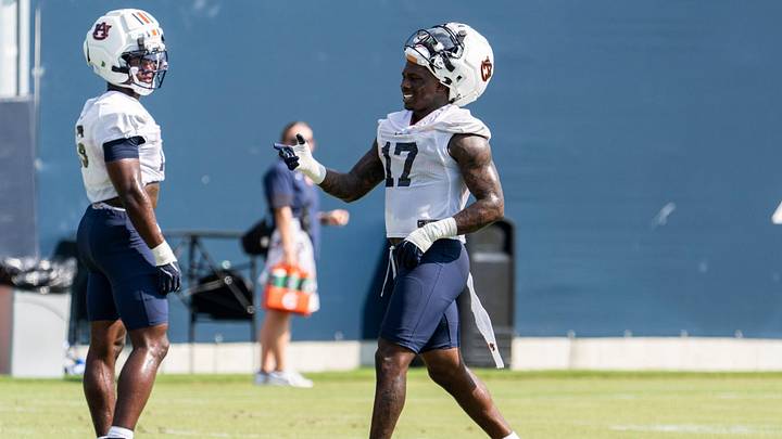 Auburn Tigers linebacker Xavier Atkins (17) during the first day of football practice at the Woltosz Football Performance Center in Auburn, Ala. Auburn Tigers linebacker Xavier Atkins (17) during the first day of football practice at the Woltosz Football Performance Center in Auburn, Ala.