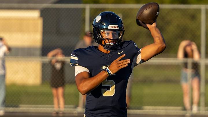 Hopewell quarterback James Armstrong (5) Hopewell quarterback James Armstrong (5)