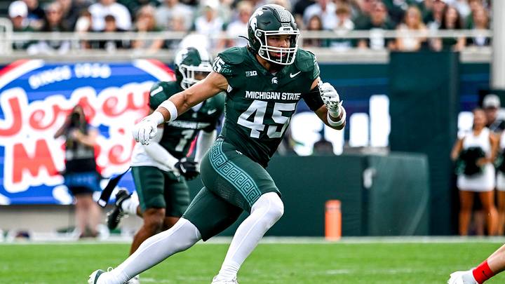 Michigan State's Brady Pretzlaff pursues the ball during the first quarter in the game against Youngstown State on Saturday, Sept. 13, 2025, at Spartan Stadium in East Lansing. Michigan State's Brady Pretzlaff pursues the ball during the first quarter in the game against Youngstown State on Saturday, Sept. 13, 2025, at Spartan Stadium in East Lansing.