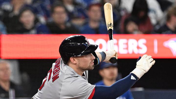 Apr 27, 2026; Toronto, Ontario, CAN; Boston Red Sox thrid baseman Caleb Durbin (5) hits an RBI single against the Toronto Blue Jays in the sixth inning at Rogers Centre. Mandatory Credit: Dan Hamilton-Imagn Images Apr 27, 2026; Toronto, Ontario, CAN; Boston Red Sox thrid baseman Caleb Durbin (5) hits an RBI single against the Toronto Blue Jays in the sixth inning at Rogers Centre. Mandatory Credit: Dan Hamilton-Imagn Images