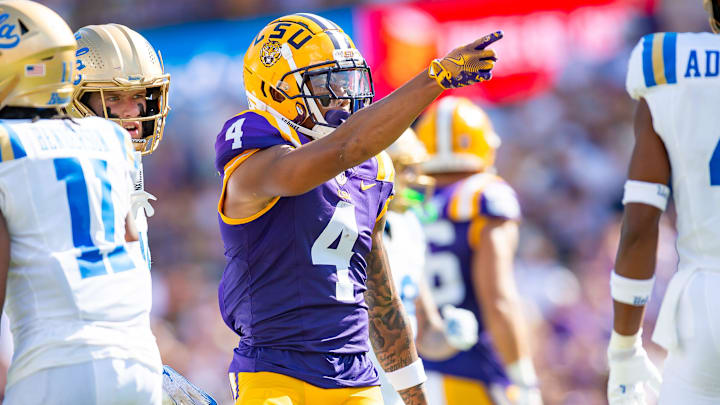 CJ Daniels signals first down as the LSU Tigers take on UCLA at Tiger Stadium in Baton Rouge, LA. Saturday, Sept. 21, 2024. CJ Daniels signals first down as the LSU Tigers take on UCLA at Tiger Stadium in Baton Rouge, LA. Saturday, Sept. 21, 2024.