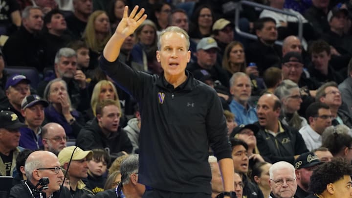 Mar 4, 2026; Evanston, Illinois, USA; Northwestern Wildcats head coach Chris Collins gestures to his team against the Purdue Boilermakers during the second half at Welsh-Ryan Arena. Mandatory Credit: David Banks-Imagn Images Mar 4, 2026; Evanston, Illinois, USA; Northwestern Wildcats head coach Chris Collins gestures to his team against the Purdue Boilermakers during the second half at Welsh-Ryan Arena. Mandatory Credit: David Banks-Imagn Images