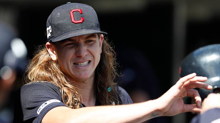 Aug 29, 2019: Cleveland Indians starting pitcher Mike Clevinger (52) celebrates with teammates in the dugout during the sixth inning against the Detroit Tigers at Comerica Park. Credit: Raj Mehta-USA TODAY Sports Aug 29, 2019: Cleveland Indians starting pitcher Mike Clevinger (52) celebrates with teammates in the dugout during the sixth inning against the Detroit Tigers at Comerica Park. Credit: Raj Mehta-USA TODAY Sports