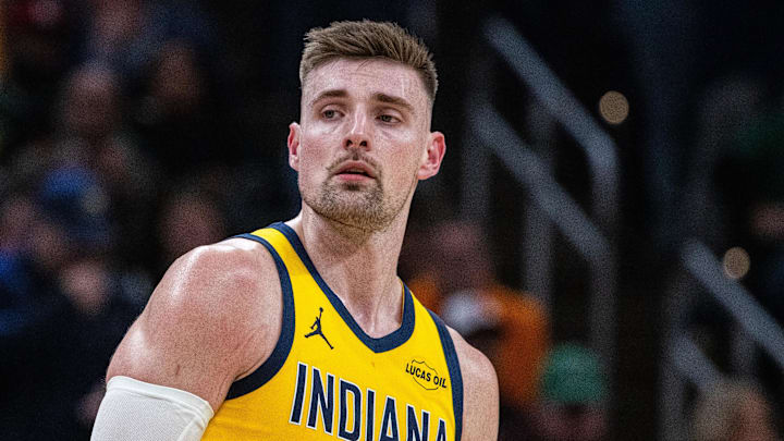 Indiana Pacers center Micah Potter (11) in the second half against the Boston Celtics at Gainbridge Fieldhouse. Indiana Pacers center Micah Potter (11) in the second half against the Boston Celtics at Gainbridge Fieldhouse.