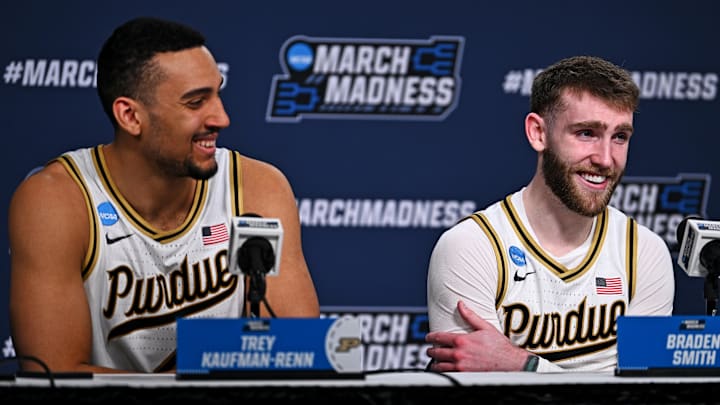 Purdue guard Braden Smith (3) and forward Trey Kaufman-Renn (4) after the game. Purdue guard Braden Smith (3) and forward Trey Kaufman-Renn (4) after the game.