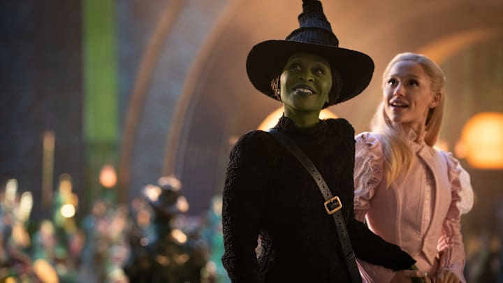 L to R: Cynthia Erivo is Elphaba and Ariana Grande is Glinda in WICKED, directed by Jon M. Chu L to R: Cynthia Erivo is Elphaba and Ariana Grande is Glinda in WICKED, directed by Jon M. Chu