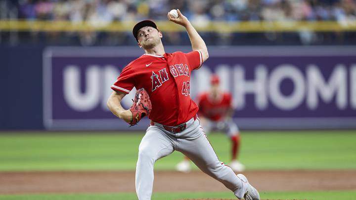 May 30, 2026; St. Petersburg, Florida, USA; Los Angeles Angels starting pitcher Reid Detmers (48) throws a pitch against the Tampa Bay Rays in the third inning at Tropicana Field. Mandatory Credit: Nathan Ray Seebeck-Imagn Images May 30, 2026; St. Petersburg, Florida, USA; Los Angeles Angels starting pitcher Reid Detmers (48) throws a pitch against the Tampa Bay Rays in the third inning at Tropicana Field. Mandatory Credit: Nathan Ray Seebeck-Imagn Images