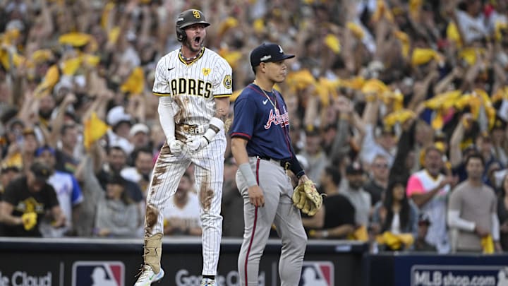 The Atlanta Braves postseason comes to a quick, forgettable ending. Mandatory Credit: Denis Poroy-Imagn Images