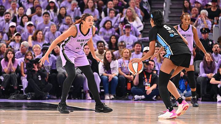 Kiah Stokes (left) finished with 13 points, eight rebounds and three blocks for the Valkyries and was serenaded with MVP chants after the game. Kiah Stokes (left) finished with 13 points, eight rebounds and three blocks for the Valkyries and was serenaded with MVP chants after the game.