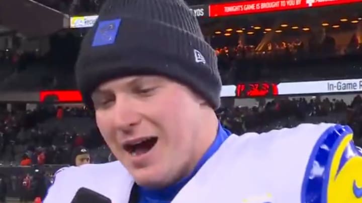 Rams kicker Harrison Mevis had a strange interview after booting game-winner.