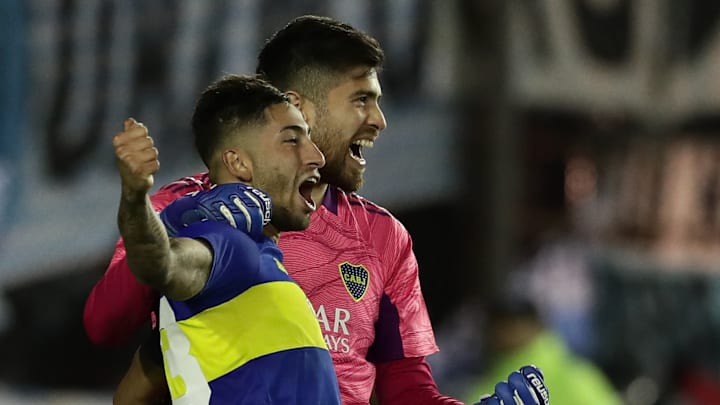 Alan Varela y Agustín Rossi celebran el pasaje a la final de la Copa de la Liga. Alan Varela y Agustín Rossi celebran el pasaje a la final de la Copa de la Liga.