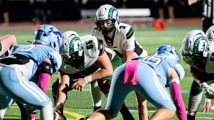 Pennridge quarterback Aiden Tetowski lines up for the snap in a football game against North Penn, Oct. 9, 2026, at Crawford Stadium in Lansdale. The Rams defeated the Knights 20-8. Pennridge quarterback Aiden Tetowski lines up for the snap in a football game against North Penn, Oct. 9, 2026, at Crawford Stadium in Lansdale. The Rams defeated the Knights 20-8.