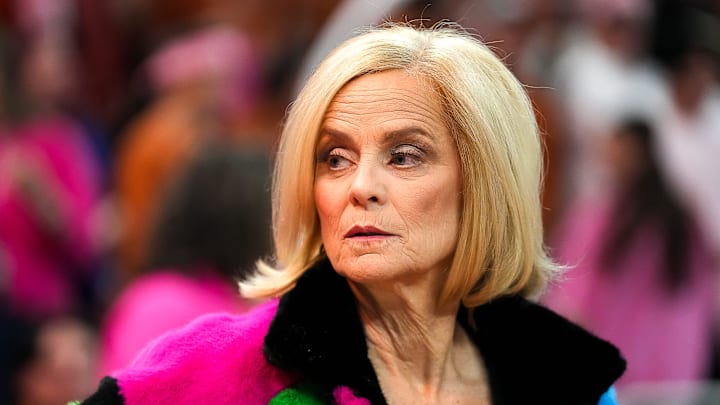 LSU head coach Kim Mulkey walks the court ahead of the game against the Texas Longhorns at the Moody Center on Sunday, Feb. 16, 2025. LSU head coach Kim Mulkey walks the court ahead of the game against the Texas Longhorns at the Moody Center on Sunday, Feb. 16, 2025.