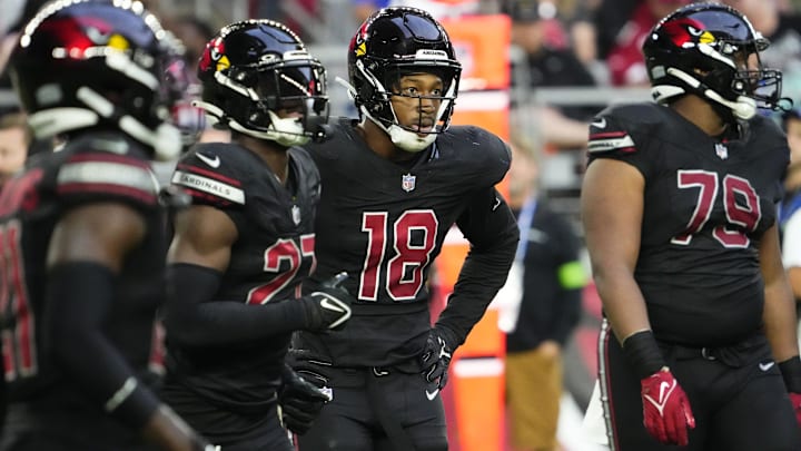 Arizona Cardinals linebacker BJ Ojulari (18) reacts after a touchdown by the Los Angeles Rams in the