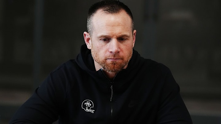 Iowa State offensive coordinate Tyler Roehl talks to media during a media opportunity at Stark Performance center on Feb. 11, 2026, in Ames, Iowa.