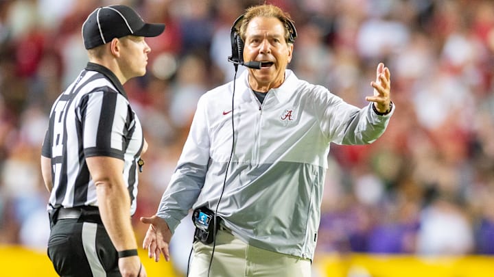 Alabama head coach Nick Saban as the LSU Tigers take down Alabama 32-31 at Tiger Stadium in Baton Rouge, LA ,Saturday, Nov. 5, 2022.

Lsu Vs Alabama Football 3 2307
