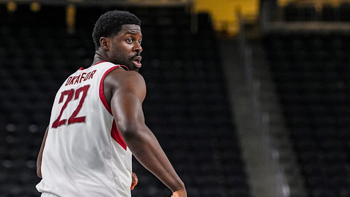 Washington State Cougars forward ND Okafor (22) runs back to get on defense after a basket during the first half of their game in the Acrisure Series in Palm Desert, Calif., Wednesday, Nov. 27, 2024.