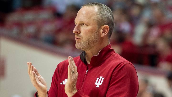Head Coach Darian DeVries during the Indiana versus Alabama A&M men's basketball game at Simon Skjodt Assembly Hall on Wednesday, Nov. 5, 2025.