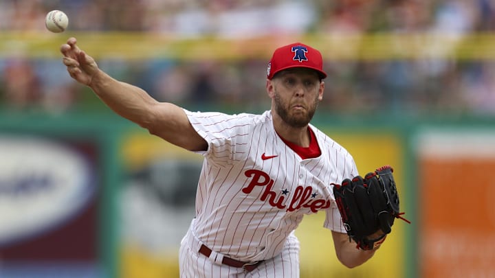 Mar 5, 2024; Clearwater, Florida, USA;  Philadelphia Phillies starting pitcher Zack Wheeler (45)