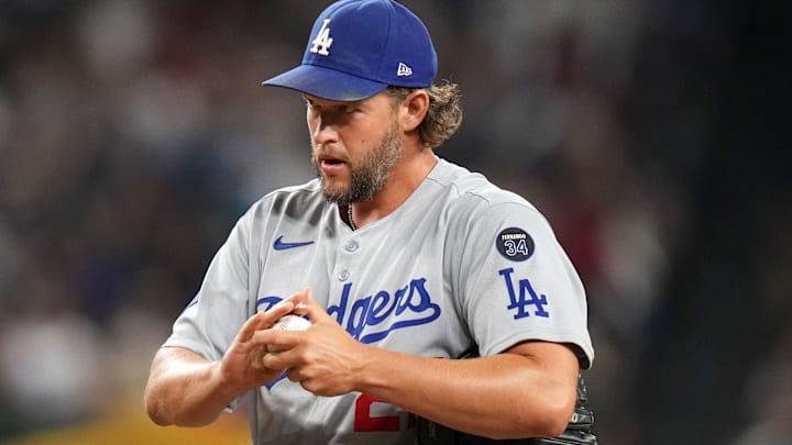 Los Angeles Dodgers left-hander Clayton Kershaw (22) enters the game as a closer in the ninth inning against the Arizona Diamondbacks at Chase Field in Phoenix, on Sept. 24, 2025. Los Angeles Dodgers left-hander Clayton Kershaw (22) enters the game as a closer in the ninth inning against the Arizona Diamondbacks at Chase Field in Phoenix, on Sept. 24, 2025.