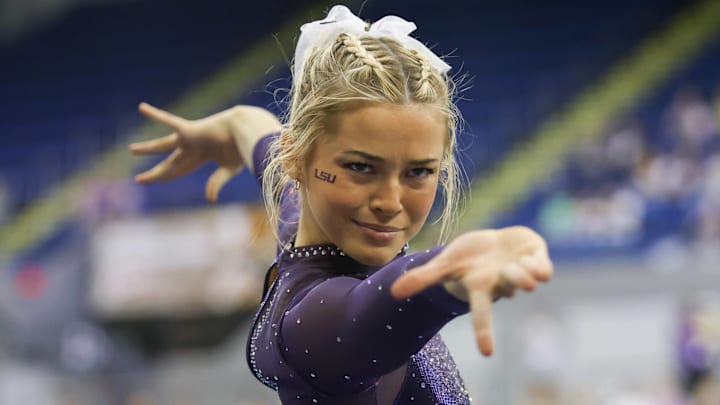 Livvy Dunne performs for the LSU Lady Tigers.