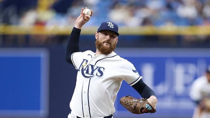 May 6, 2026; St. Petersburg, Florida, USA; Tampa Bay Rays pitcher Bryan Baker (47) throws a pitch against the Toronto Blue Jays in the eighth inning at Tropicana Field.