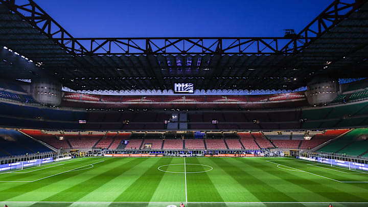 A general view inside the San Siro Stadium...